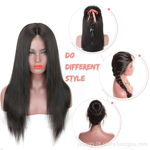 Brazilian Straight Pre Plucked Raw Virgin Cuticle Aligned Human Hair Lace Front Wig With Baby Hair Swiss 360 Lace Frontal Wig